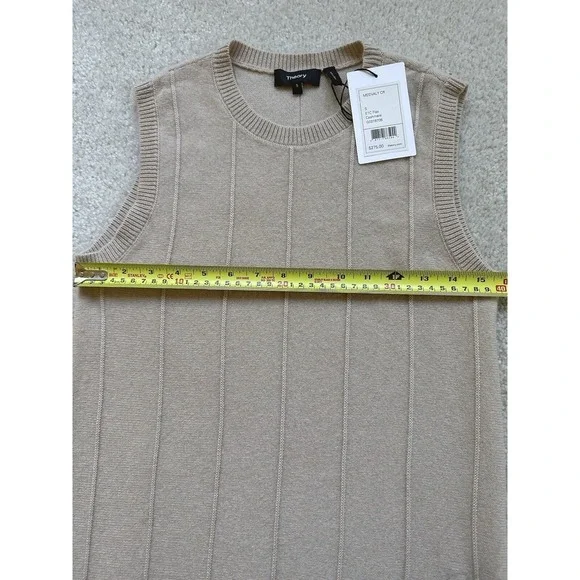 $275 NEW THEORY Meenaly Cashmere Sleeveless Off Ivory Sweater Top Blouse SIZE S - Picture 6 of 9